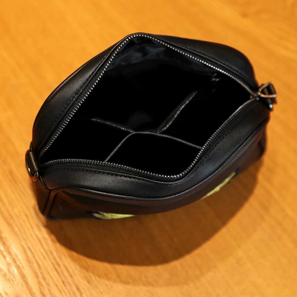 Bee Embroidery PU Mens Crossbody Shoulder Bag Cutting Sahels Waterproof PU Slide Men Bags Y250724