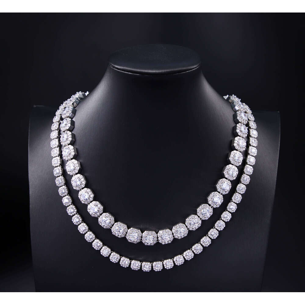 10mm Wide Cluster Tennis Chain VVS Dia Link D GRA Moissanite Sterling Sier Gold Plate Fine Jewelry Bracelets