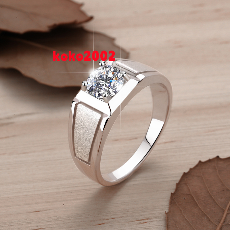Colorful Moissanite s Diamond Ring Classic and Fashionable Matte Solid Texture S925 Sterling Silver Ring Trendy