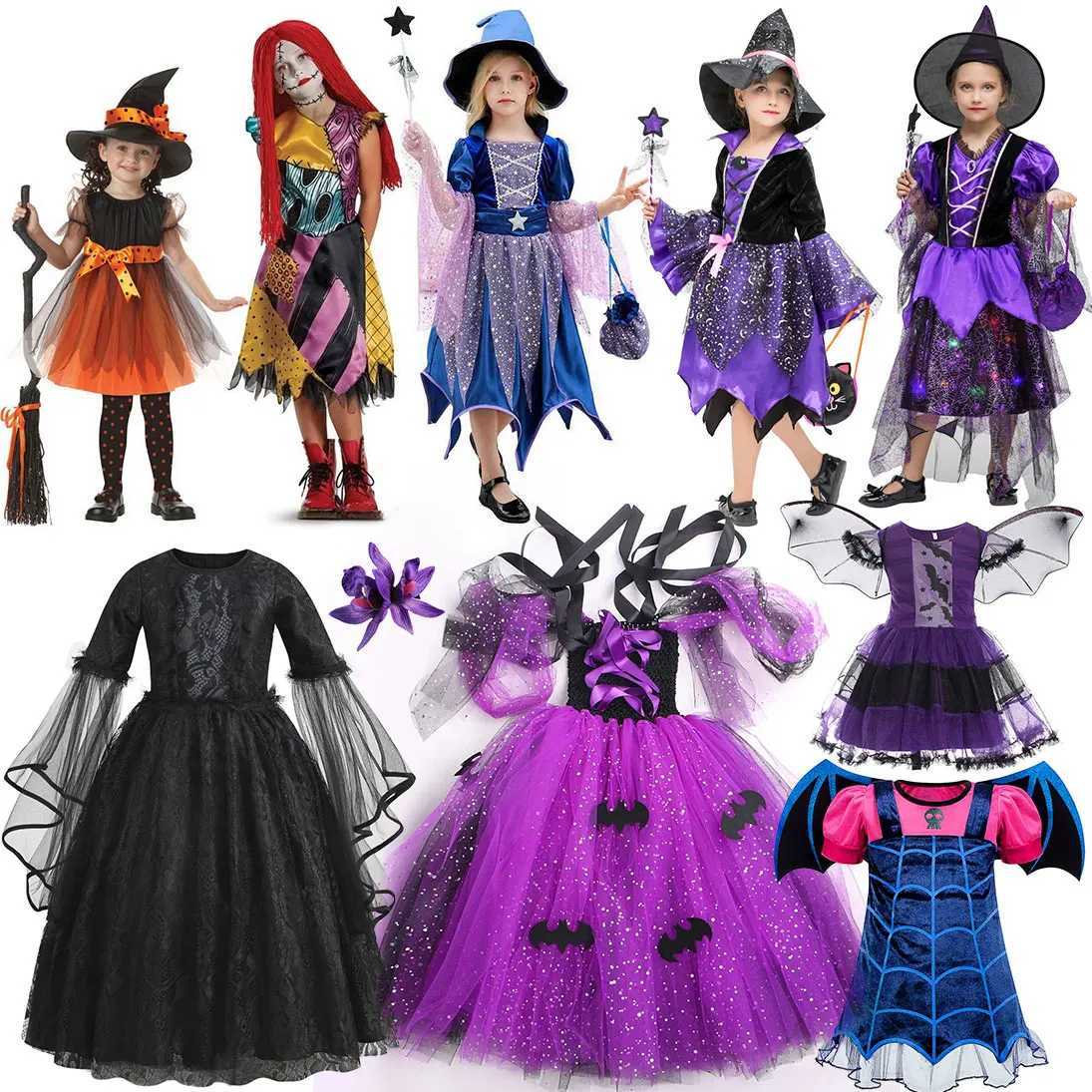 2025 Halloween Christmas Girls Cosplay Horror Witch Vampire Pumpkin Bat Classic Dress Up Cute Dress Collection for Holiday Par Z250725