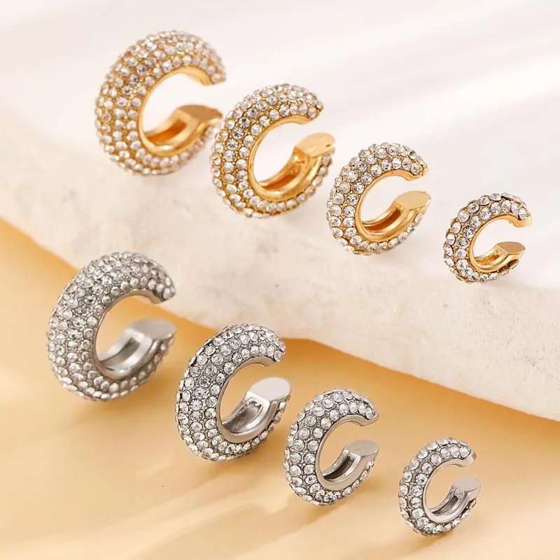 1Pcs Gold Color C Shape Round Cartilage Clip Earrings For Women Crystal No Pierced Geometric Ear Cuff Jewelry 250723