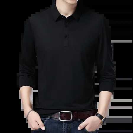 Ice Shred Quick Drying Lapel Polo Shirt Long Sleeve Business Casual Breathable Top 2024 Spring Fashion Men Clothing Soft T-shirt XJ250725