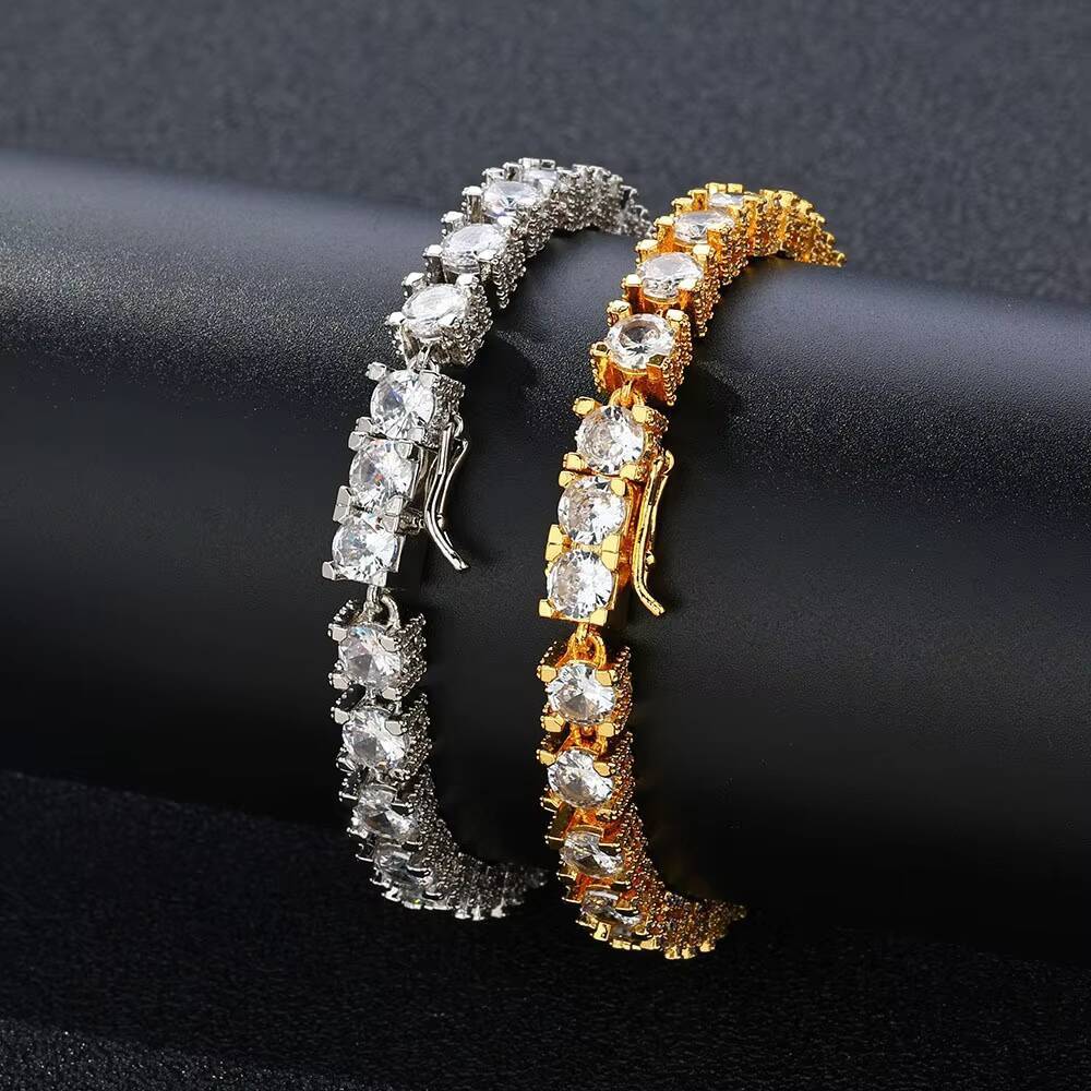 Hip Hop Men Bracelet 6mm S925 Silver Tennis Chain Moissanite Customizable Fashion Bangle