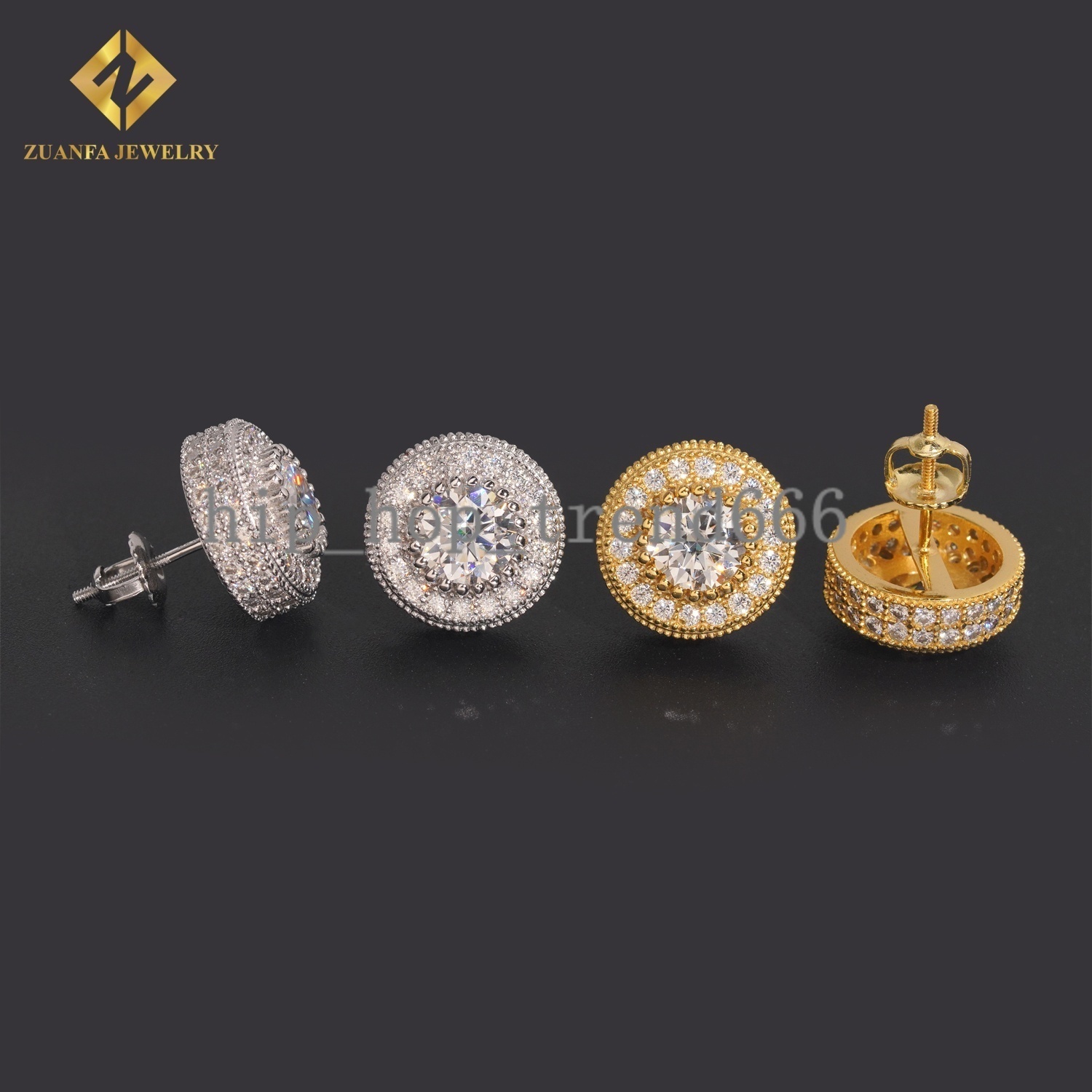 24h Shipping Halo Moissanite Earring Rapper Jewelry Round Cluster Stud Earring Solid 925 Silver VVS Moissanite Iced Out Earrings
