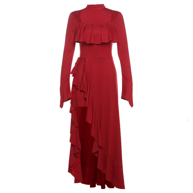 2024 Autumn Winter New Solid Color Sexy Long Sleeve Square Neck High Waist Mid-Length Dress c15