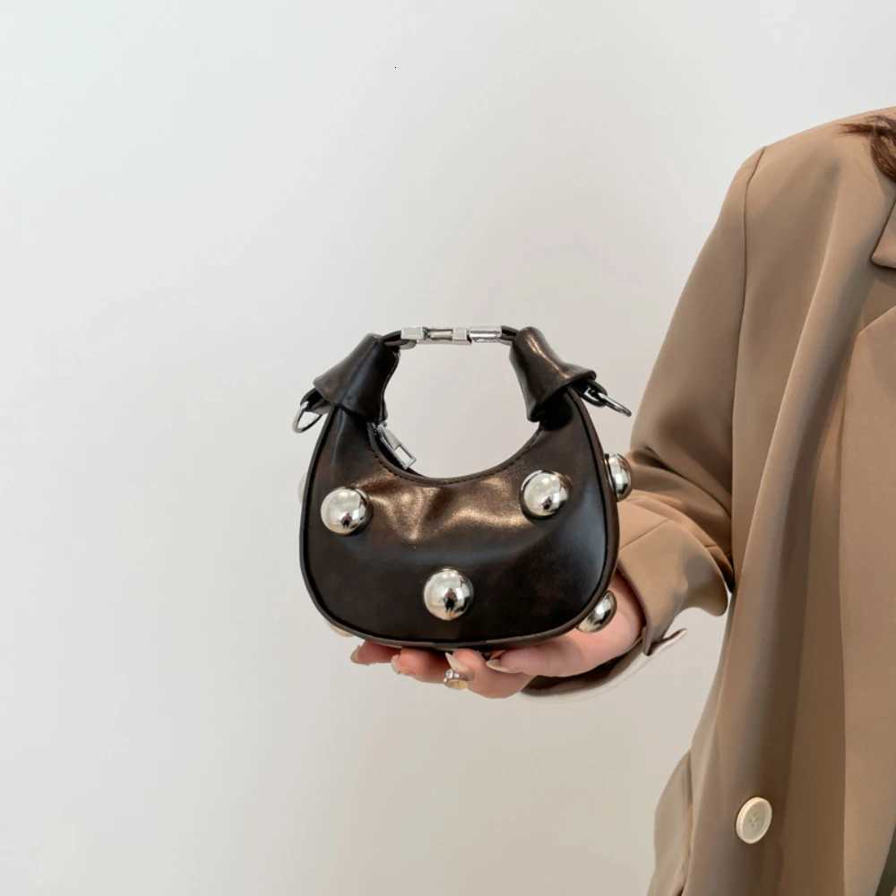 Fashion High-end Studded Shoulder Bag Mini PU Leather Crossbody Bags Punk Design Female Adjustable Strap Handbags Zipper Clutch Y250725