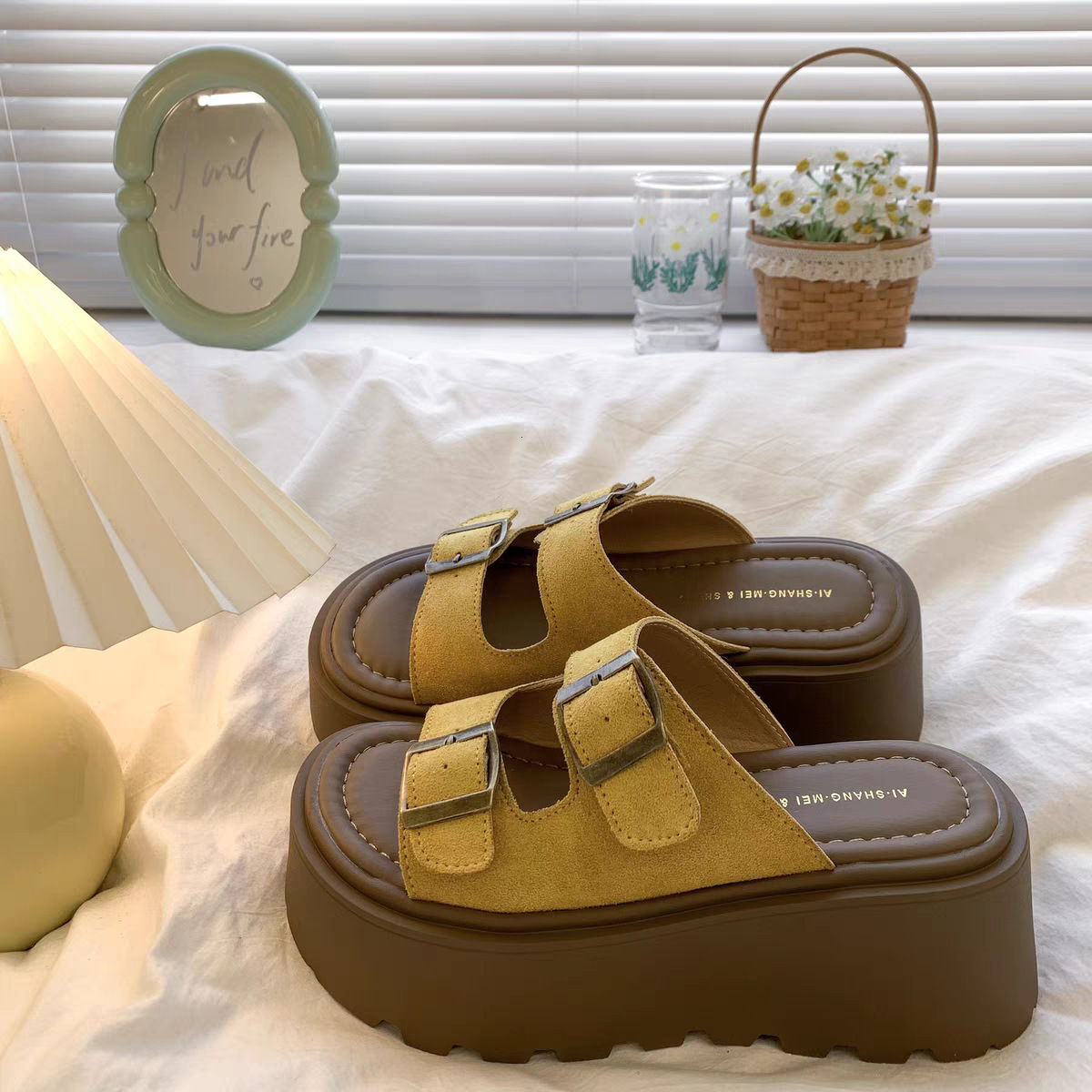 Ddmysports Casual Versatile Platform Sandals Summer New French Lazy Style Height Increasing Open Toe Slippers Outdoor Shoes