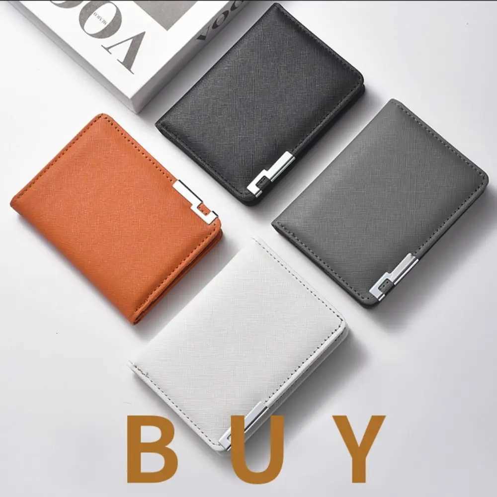 New PU Leather Mens Wallet Orange Black Grey White Two-Fold Multiple Pockets Ultra Thin Coin Purse Men Women Z250725