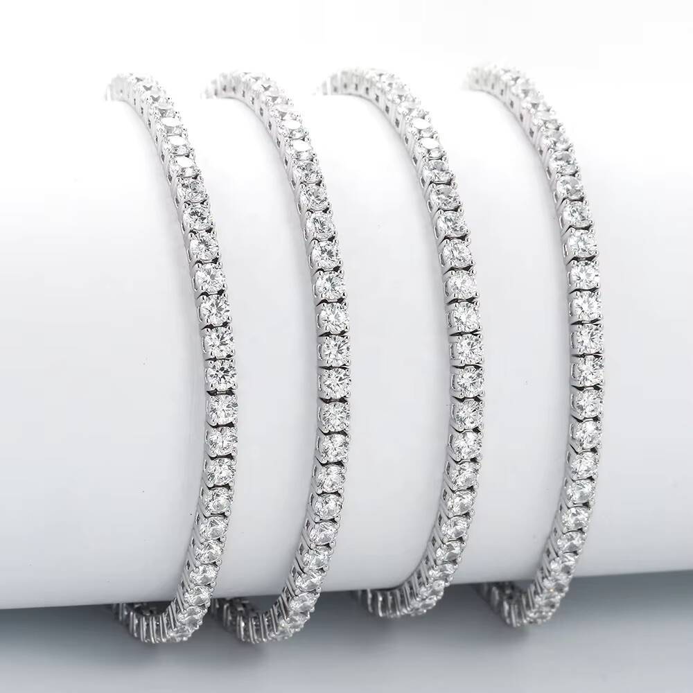 Wholesale Women 2.5mm 3mm 4mm 5mm Crystal Tennis Chain Bracelet Mens Silver Rose Gold Iced Out Zircon Cz Diamond Tennis Bracelet