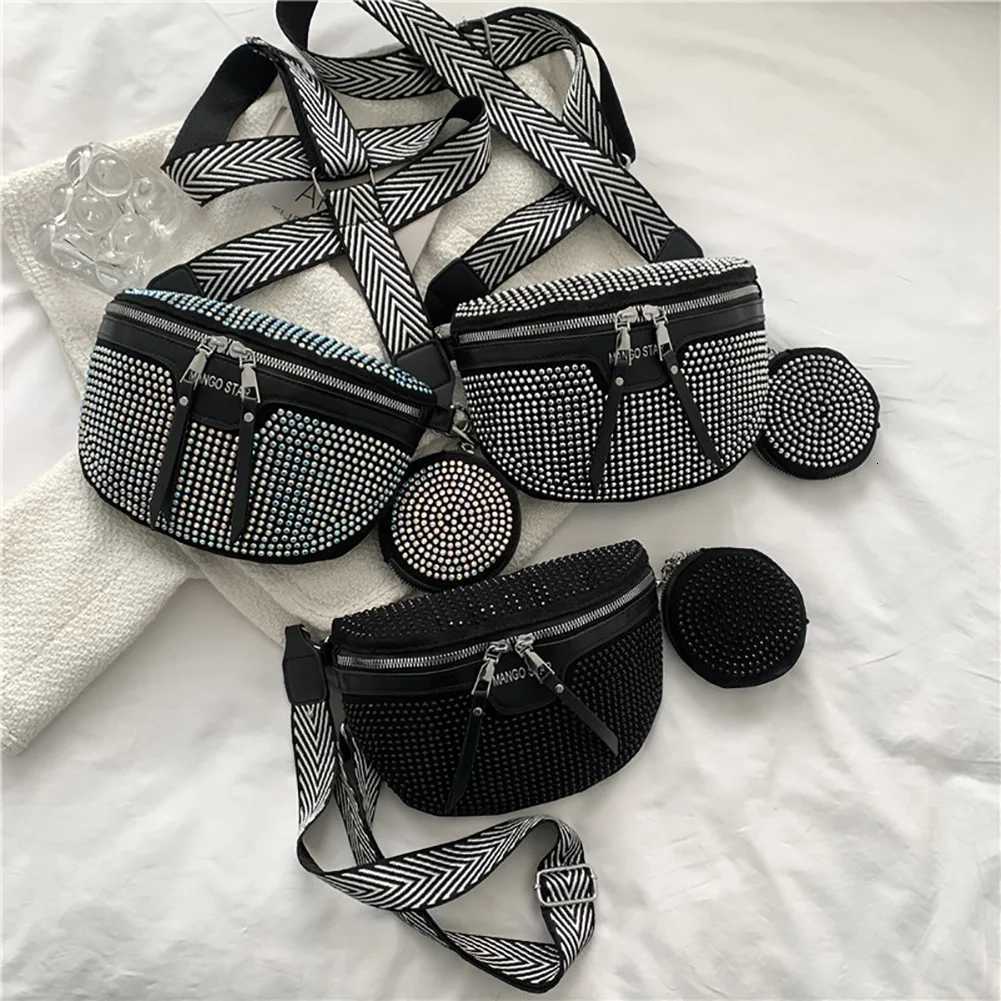 New Fi Rhine Waist Belt Bag Lady Shiny Shoulder Crossbody Bags PU Leather Ch Pack for Women Handbags Xmas Gifts Y250724