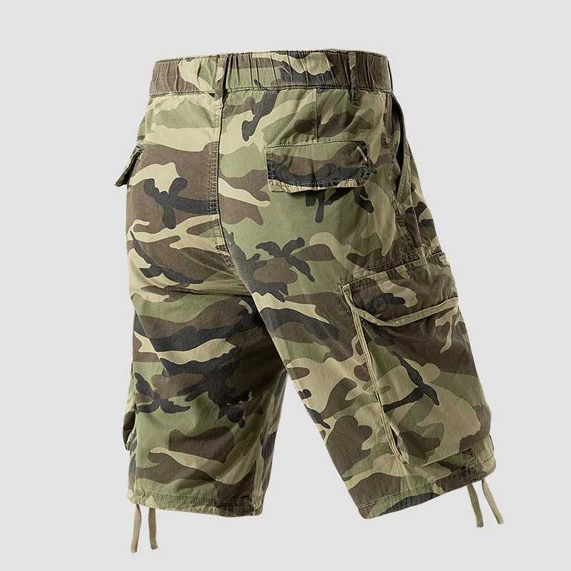 2025 Summer New Camouflage Casual Workwear Shorts for Men Multi Pocket Camping Hiking Outdoor Trend Five Quarter Pants W250724