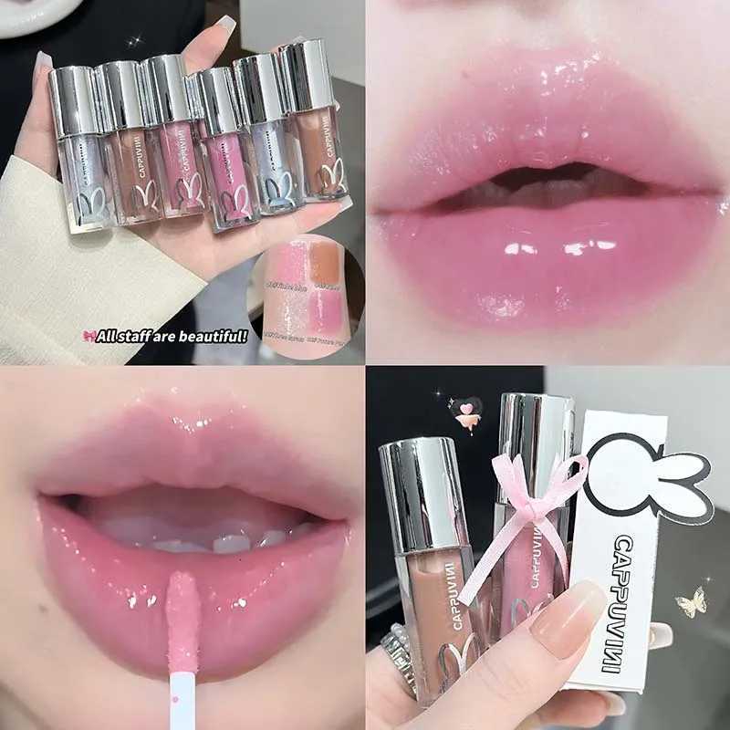 Water Light Pink Shiny Lip Gloss Lasting Moisturizing Plumper Shimmer Jelly Brown Lip Oil Reduce Liplines Liquid Lipstick MakeupXJ250724