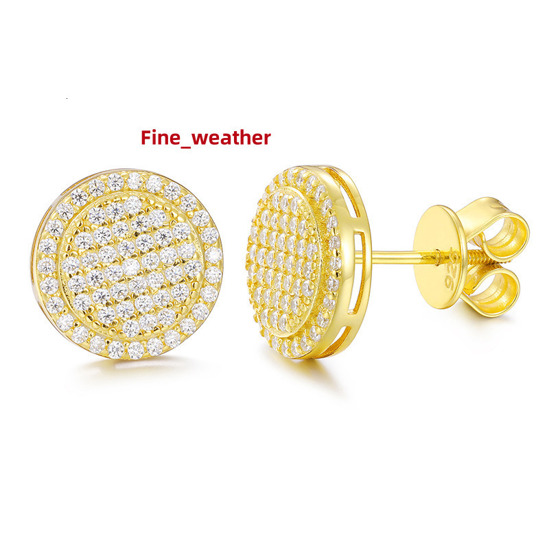 New Bling Moissanite Diamond Earring Round S925 Silver Stud Earrings Hip Hop CLuster Earring for Women Men Hip Hop