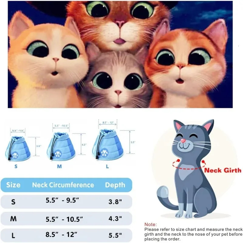 Adjustable Cat Cone Collar Soft Cute Cats Recovery Collar Protective Pet After Surgery Lightweight Elizabethan Collars for Pet 250716