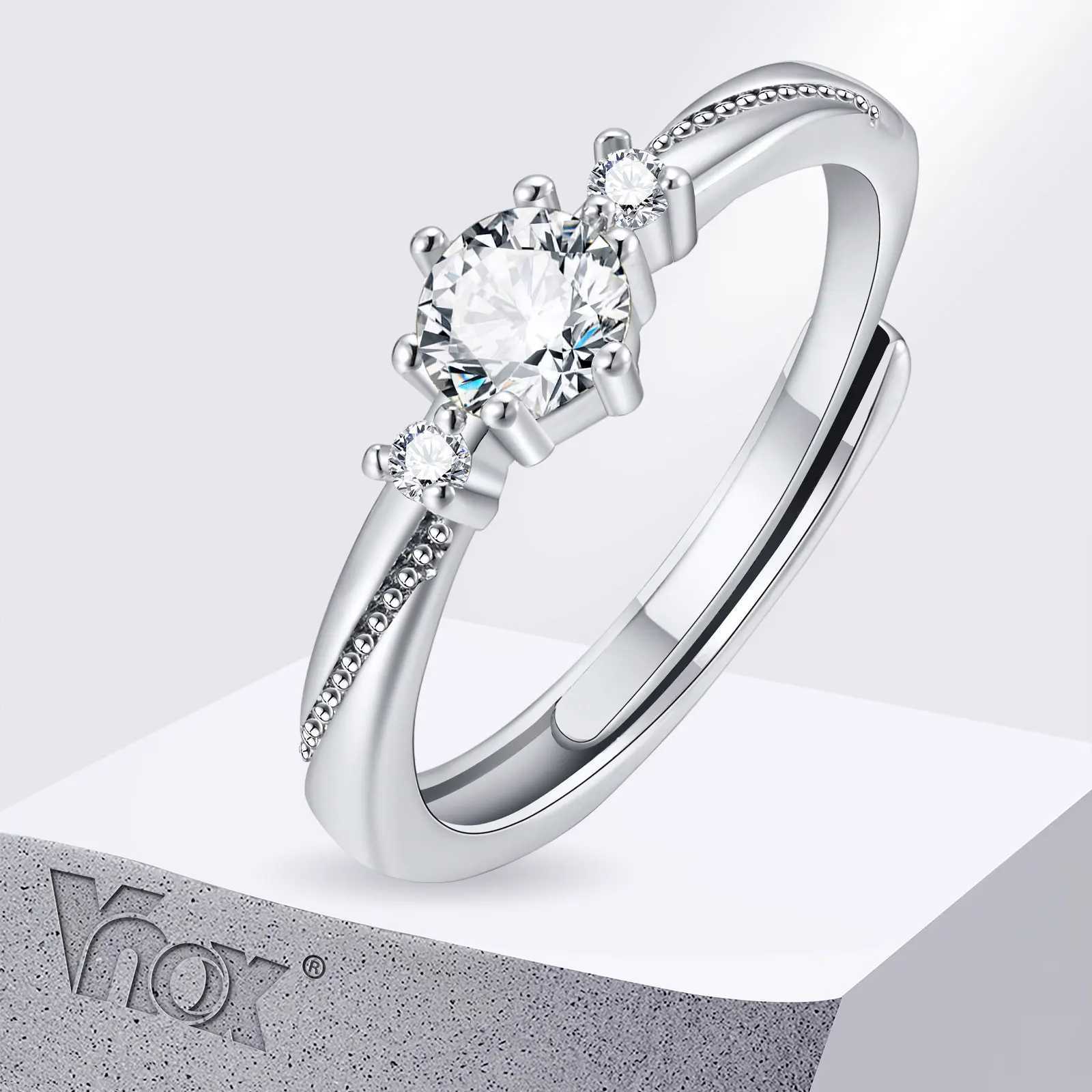 Vnox Womens Card Ring Bridal Card Wedding Ring Bling AAA CZ Stone Finger Band Promised Engagement Anniversary Gift W250417