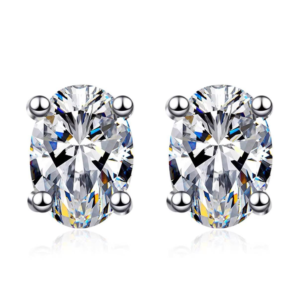 Moissanite Silver Stud Earrings 1Ct Hypoallergenic 925 Sterling Silver Stud With GRA Certificate