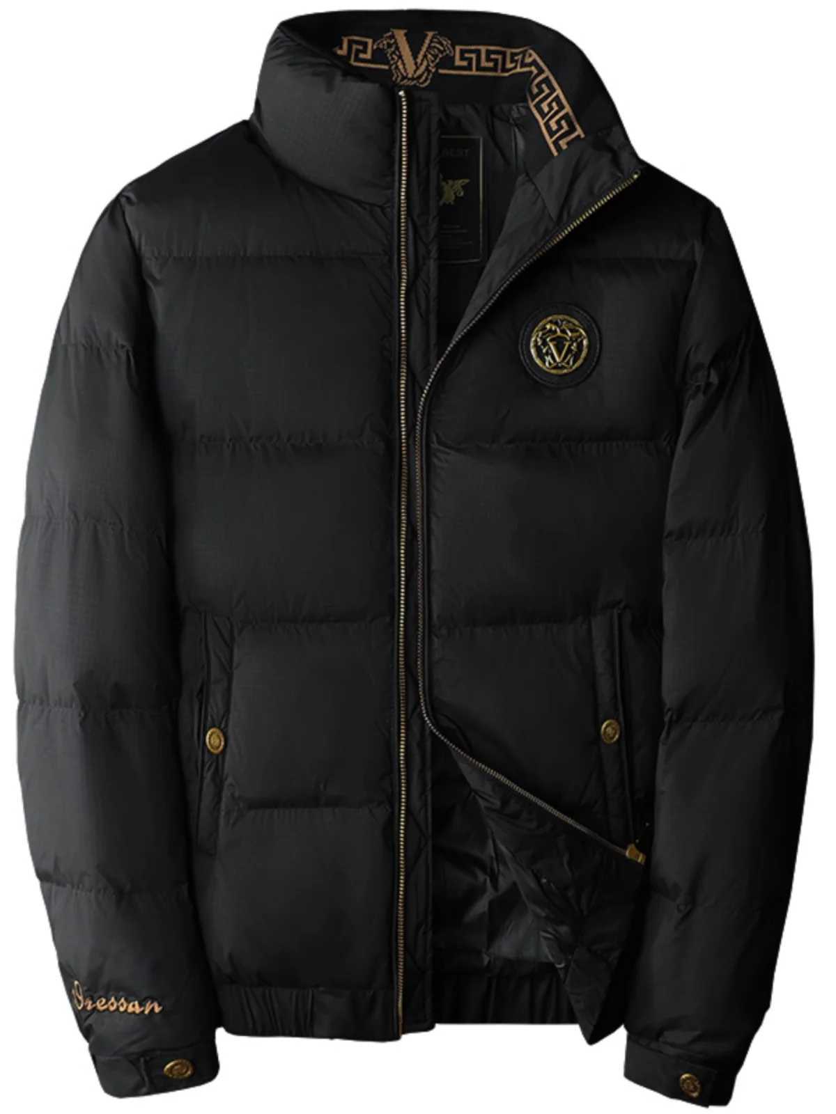 Stand Collar Thiened Winter Down Jacket Mens 2024 New White Du Feather Slim Fit Warm Outerwear Coat X250725