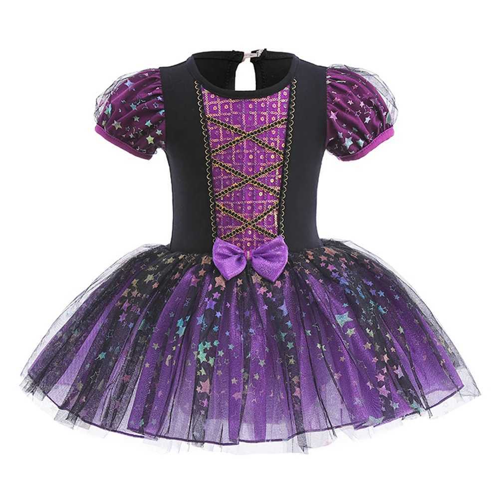 2025 Halloween Children Witch Costume Girls Puff Sleeve Sequin Tulle Ballet Tutu Dress Witch Broom Cape Hat Necklace Leggings Z250725