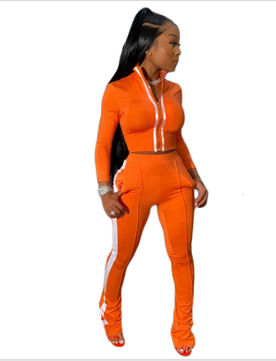 Womens Solid Color Patchwork Fashion Sports Casual Two-Piece Set