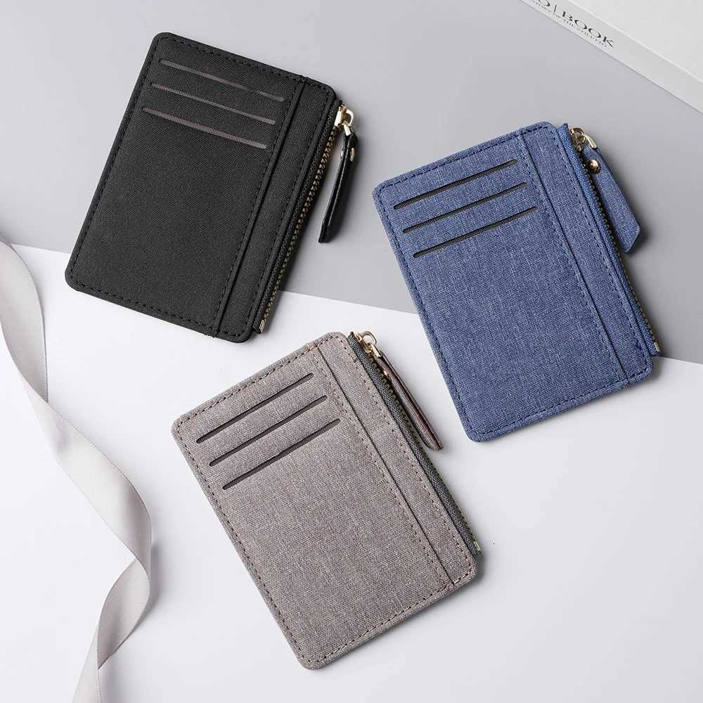 Canvas Material Large Capacity Ultra-thin High-quality Simple Multi-Card Coin Zipper Wallet ID Card Bag Z250725
