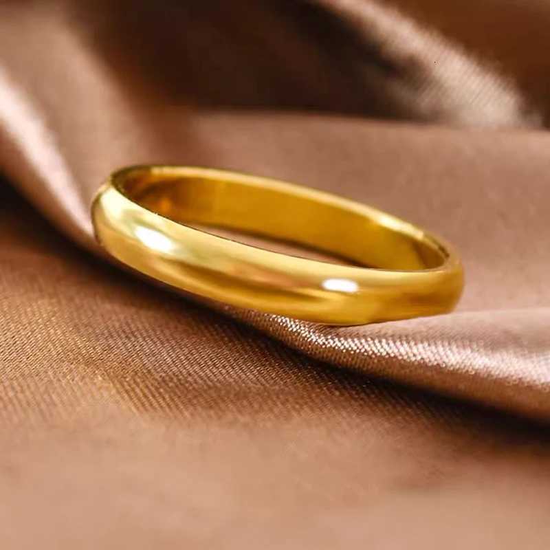 Fading free 18K gold glossy ring classic couple engagement and wedding ring neutral silver 925 jewelry fashion accessory W250417