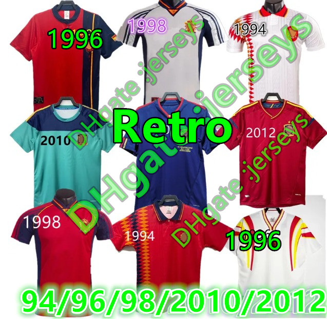 2010 2012 Spain retro soccer Jerseys 94 96 98 1996 1998 Camiseta de futbol RAUL XAVI Hierro LUIS ENRIQUE ALONSO Caminero Iniesta PUYOL PIQUE TORRES Guardiola 88