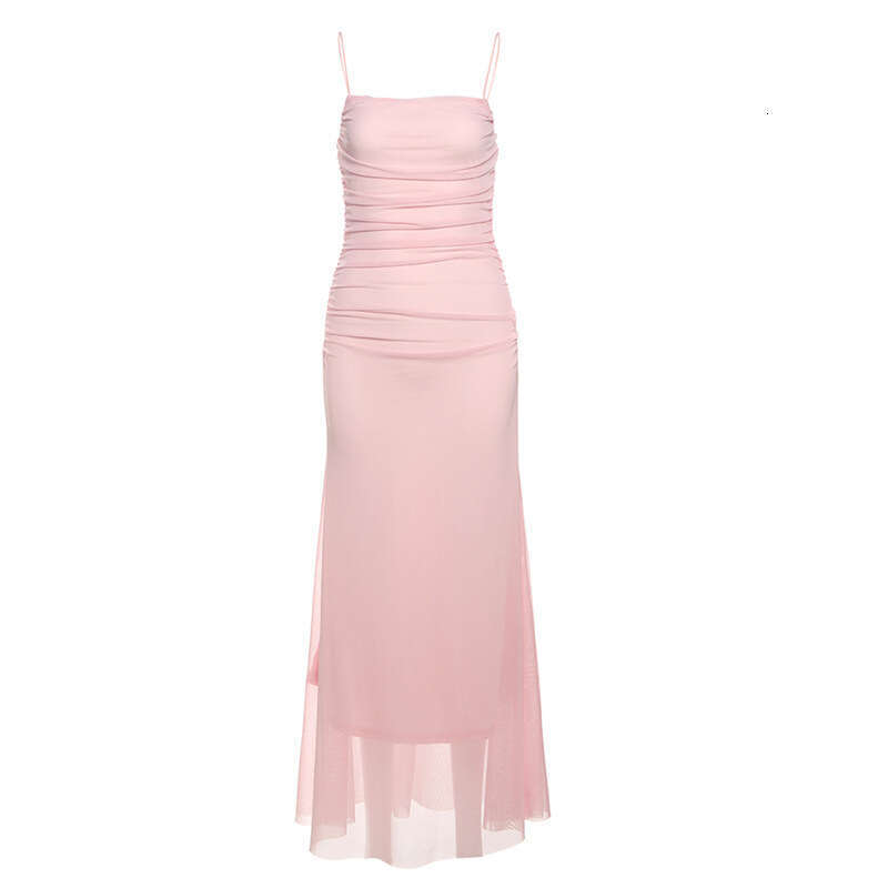 2025 Spring New Women's Solid Color Slim Fit High Waist Fashion Off-Shoulder Strap Dress 3b6