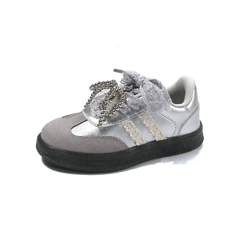 Girls Sports Shoes Mesh Lace Bow Kids Casual Princess Style Ins Trendy Children Running Fashion Soft Sole 250725