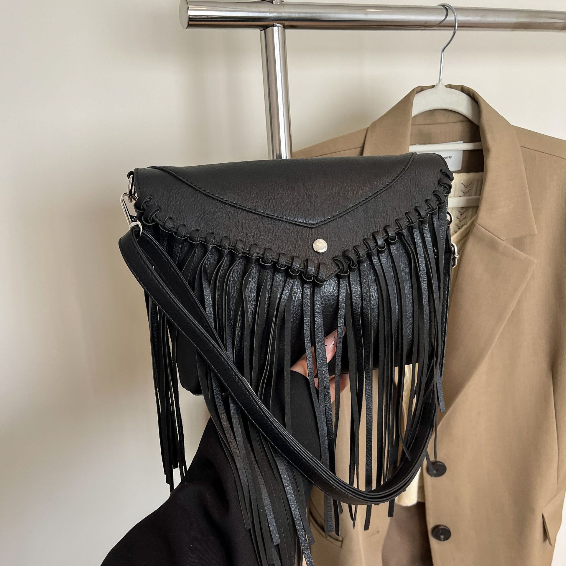 Luxury Brand Designer Bag European And American Trendy Women's Bags New Tassel Bag Shoulder Bag Crossbody Bag Foreign Trade Envelope Small Square