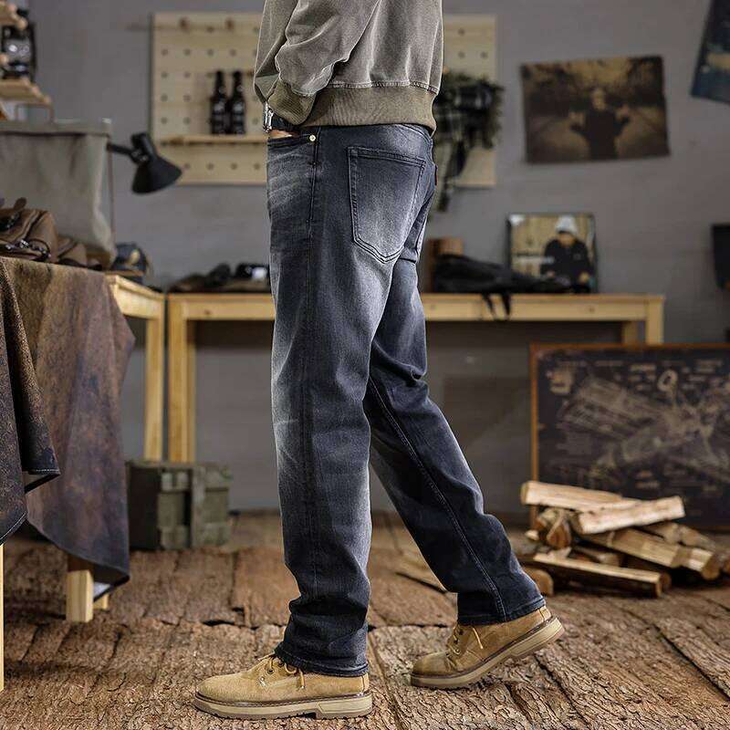 JXNH152 New American retro washed old jeans men tide brand loose straight casual trousers