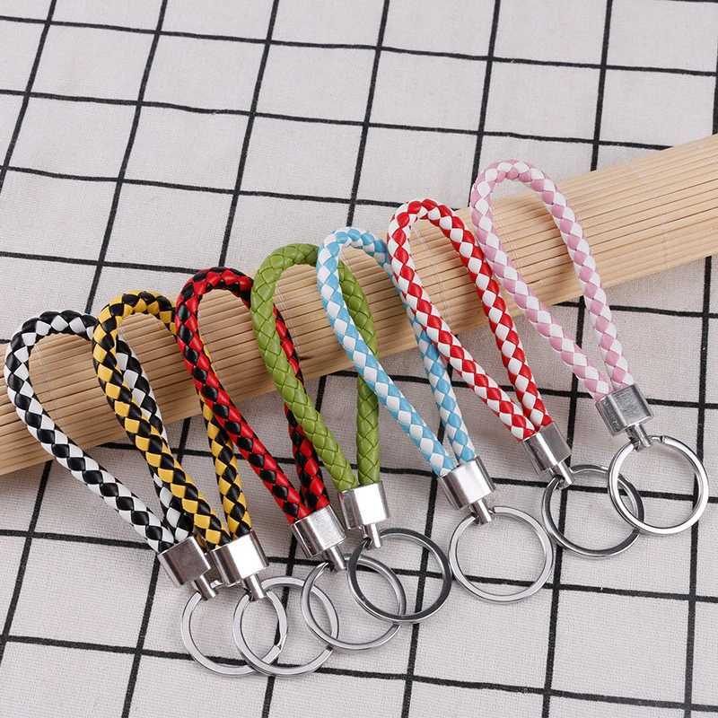 50pcs Wholesale Pu Leather Braided Woven Rope Keychain Diy Bag Pendant Key Chain Key Car Trinket Keyring Men Women Gift Jewelry 250715