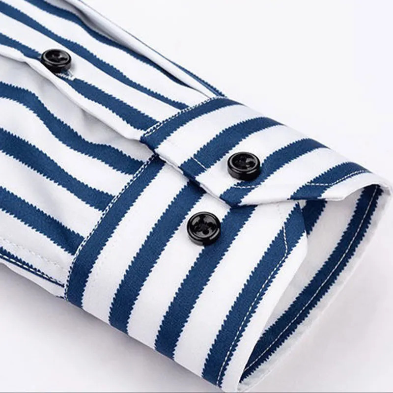 Mens long sleeve shirt Casual stripe nonironing high quality slim comfortable breathable fashion top spring summer 250725