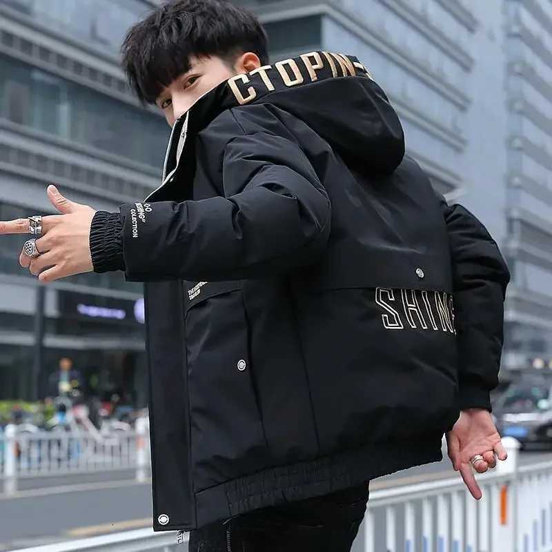 Male Padded Coats Hooded Parkas Casual Mens Down Jacket Short Padding Youthful Clothes New External Winter Quilted Fashion 2024 X2507251