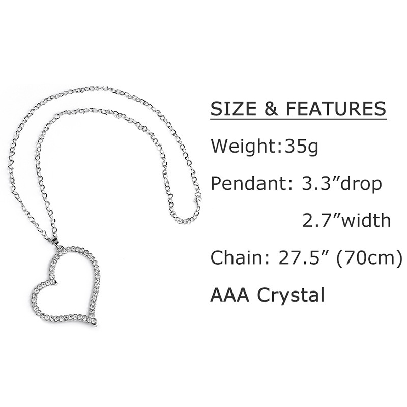 The 2025 New Korean Luxury Designer Necklace Style Sweater Chain Alloy Inlaid Diamond Long Necklace Heart Pendant Nkn17 Model