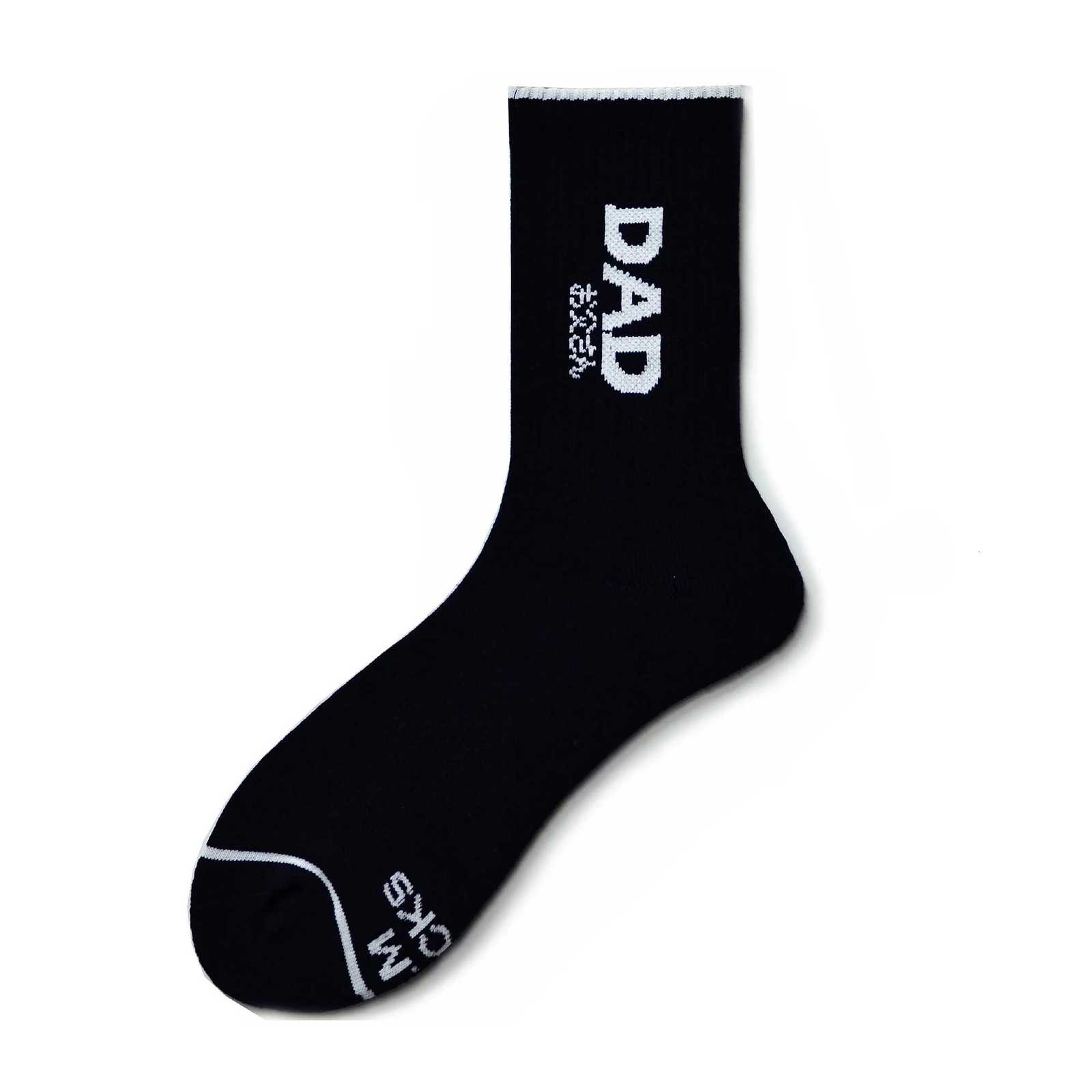 1 Pair Fashion White Unique Design Dad Words Socks Sexy Gay Men Nylon Sports Long Tube Socks Comfortable X250725