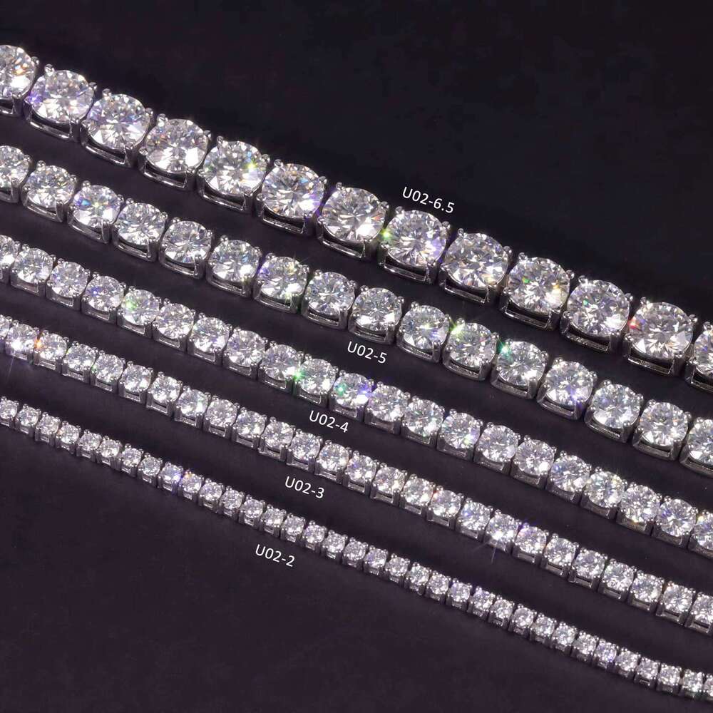 Top-quality jewelry necklaceMoissanite Tennis Chain D Color 2/3/4/5/6/6.5mm Sier Hip Hop Full Set High Sensation Necklace
