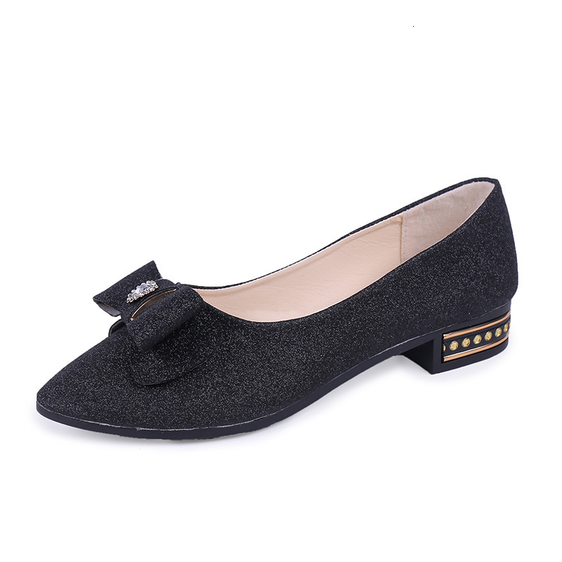 2025 Spring and Autumn Korean Style Low Heel Versatile Pointed Toe Bowknot Women's Shallow Mouth Flat Casual Leather Shoes ddmythur