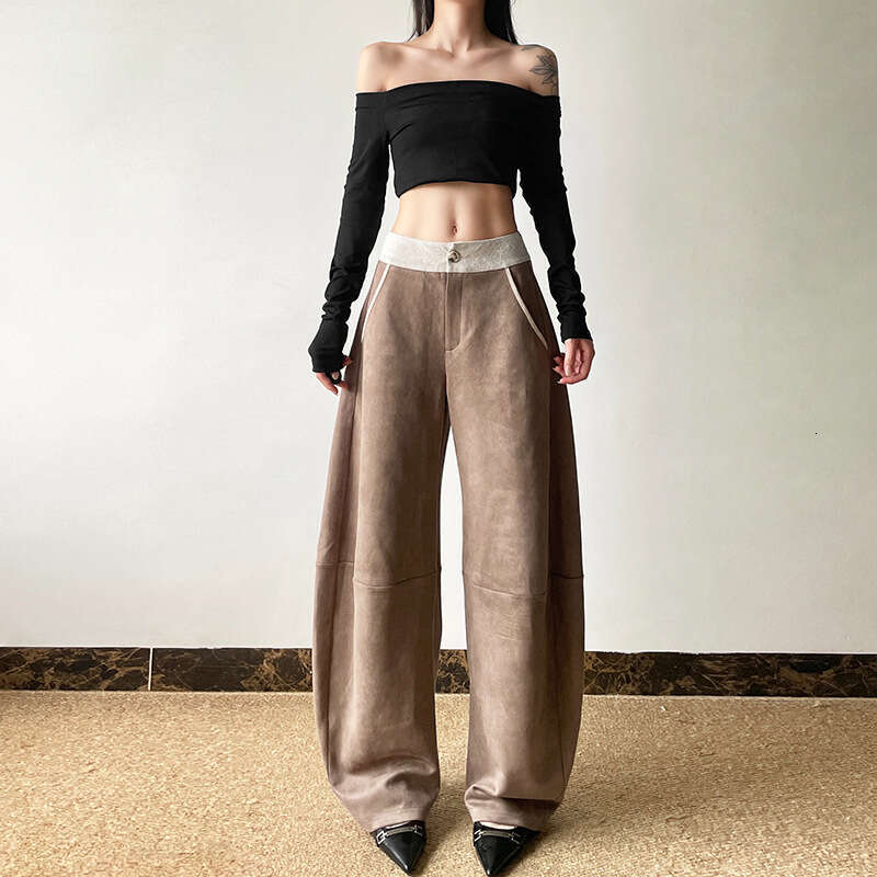 2024 Autumn New Women's Solid Color Loose Street Fashion High Waist Casual Straight Wide Leg Pants 60f