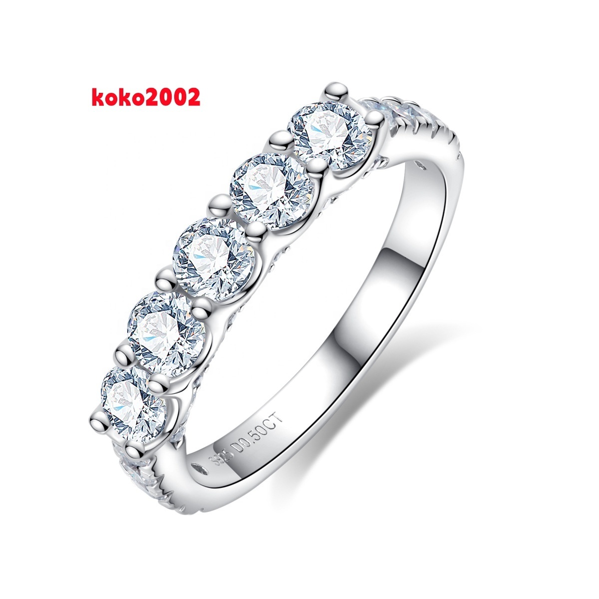 S925 Silver Five Stone Moissanite Ring Niche and Personalized Jewelry