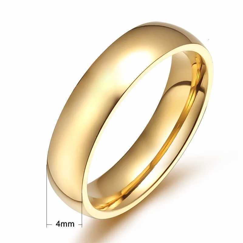 Vnox Simple Gold Color Stainless Steel Engagement Rings for Women Elegant Thin Wedding Ring Anniversary Gift W250417