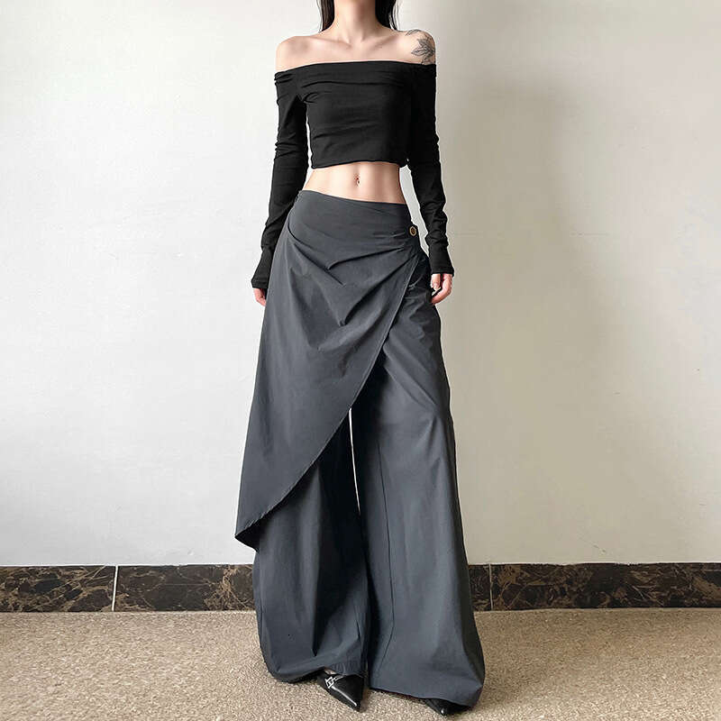 2024 Autumn New Women's Fashion Solid Color High Waist Loose Casual Wide Leg Pants 558