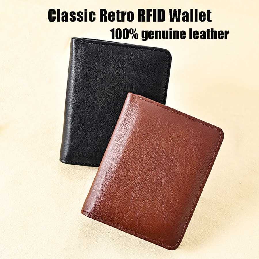 Vintage genuine leather Wallet RFID anti-theft Short Business Mens Wallet Multifunctional Wallet holder bag Purse Z250725