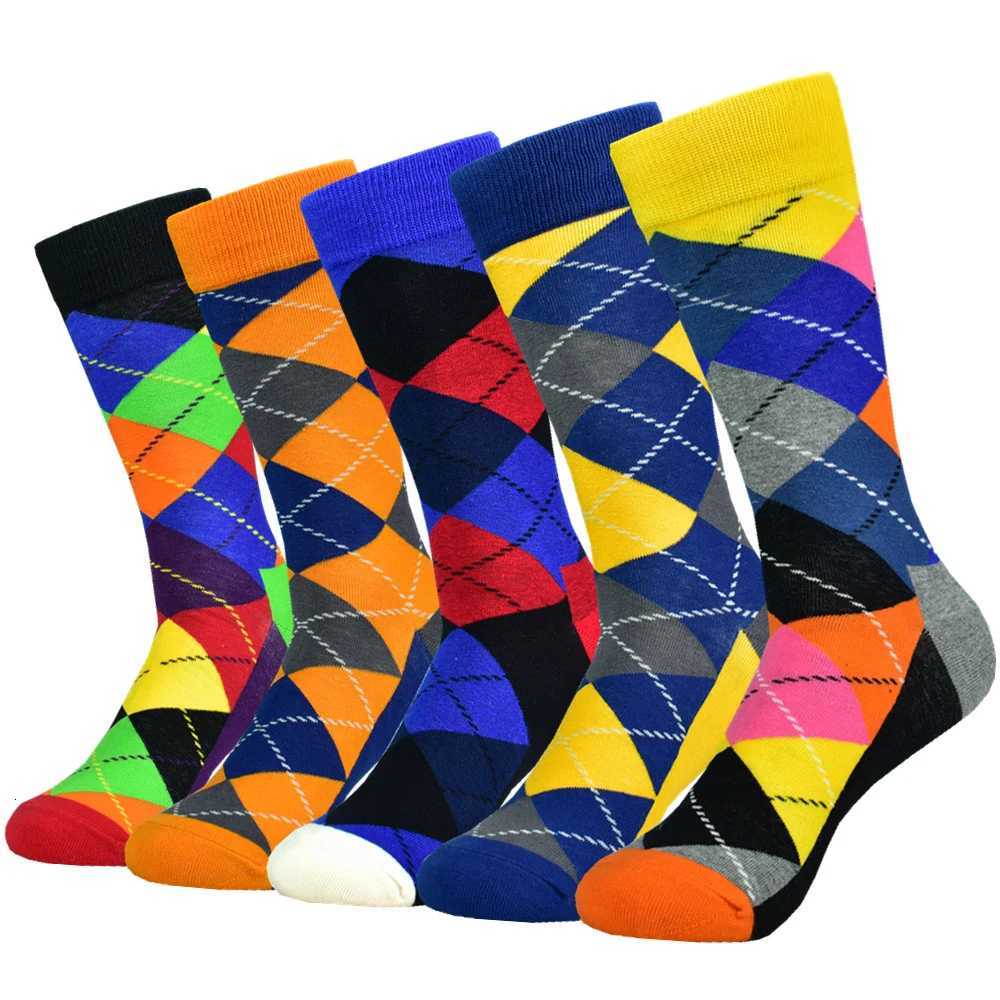 5-Pack Mens Color Dress Casual Fashion Happy Socks Combed Cotton Socks Mens Gifts X2507251