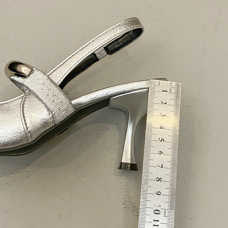 Ddmysports French Style Pointed Stiletto Heels With Silver Buckle For Women Spring Summer New Fashion Closed Toe Backless Sandals Outdoor Shoes