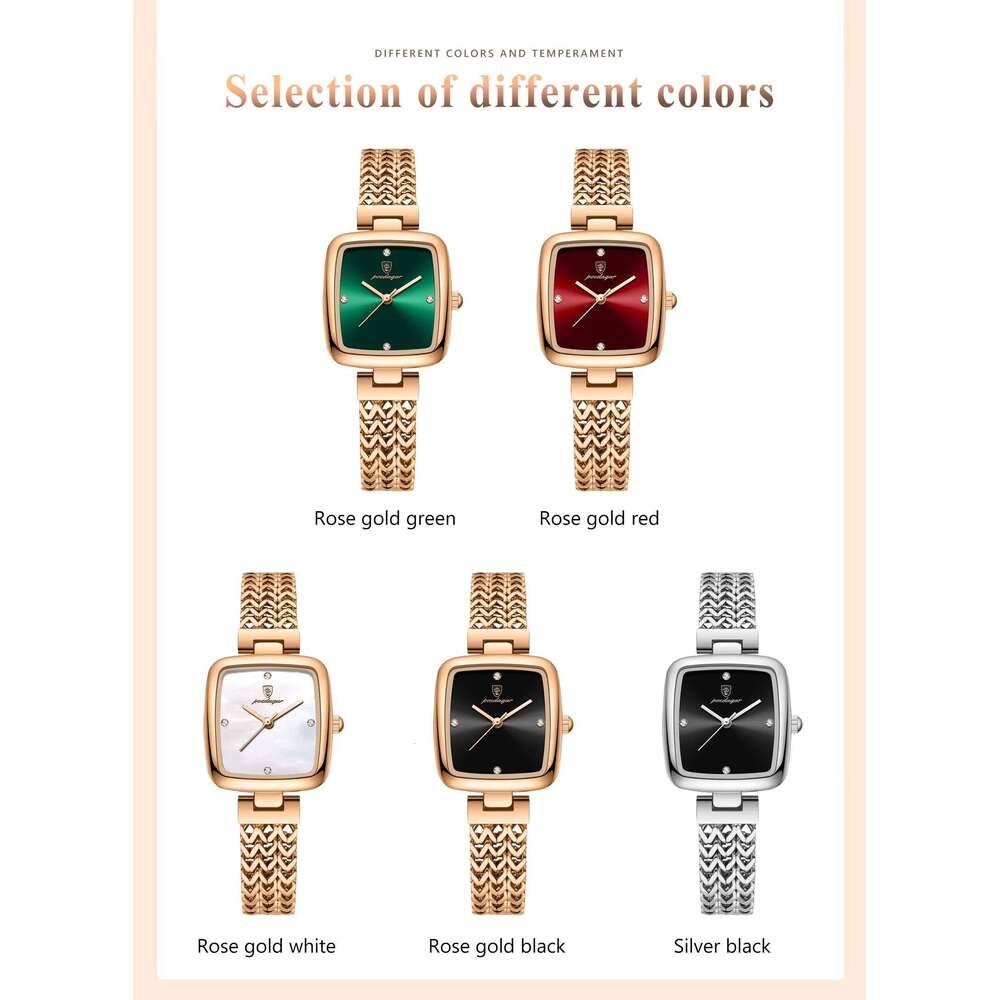 DHgargets POEDAGAR 768 Square for Woman Waterproof Stainless Steel Strap Ladies Quartz Dress Elegant Women Watch
