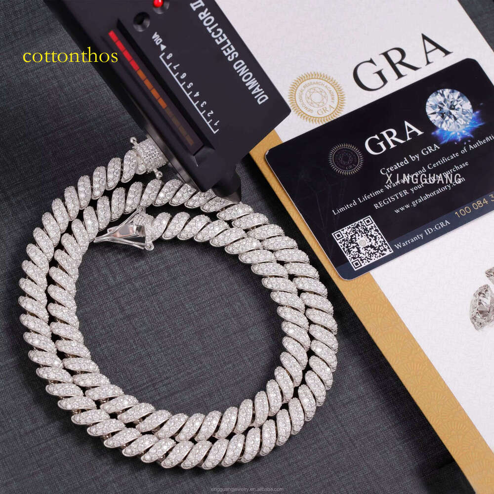 Hip Hop Jewelry Link Necklace Gold Plated S Sier VVS Moissanite Iced Out Dia Cuban Chain for Men