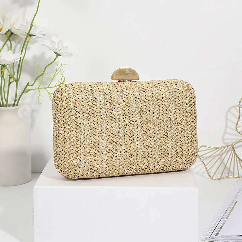 Women's Summer Fashion Weave Straw Evening Clutch Shoulder Purse Wedding Bridal Party Bags