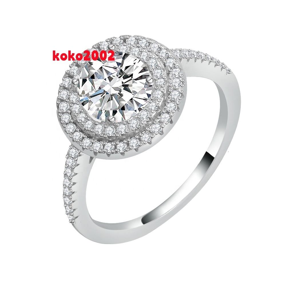 S925 Sterling Silver Fashionable Charm High-end Atmospheric Moissanite Full Diamond Round Ring