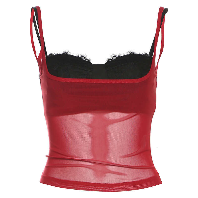 2025 Spring New Women's Solid Color Slim Fit Fashion Strapless Tube Top Mesh Two-Piece Set Vest 8b9
