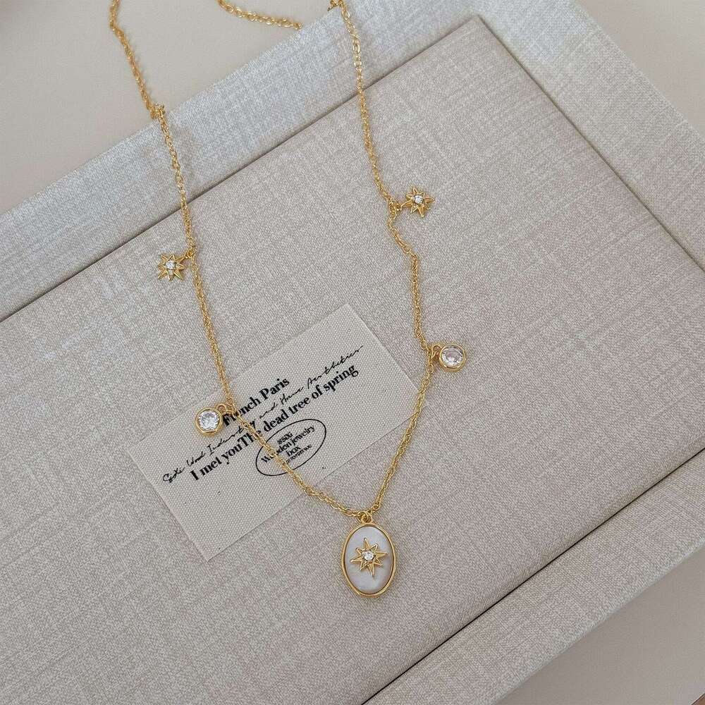 25 Luxury jewelry designer bracelet For Women necklace zircon star oval bracelet necklace set high-end retro collarbone chain fashionable and versatil